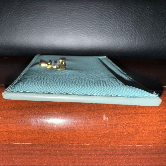 Prada Vitello Move Teal Leather Card Case Wallet - Picture 4 of 6